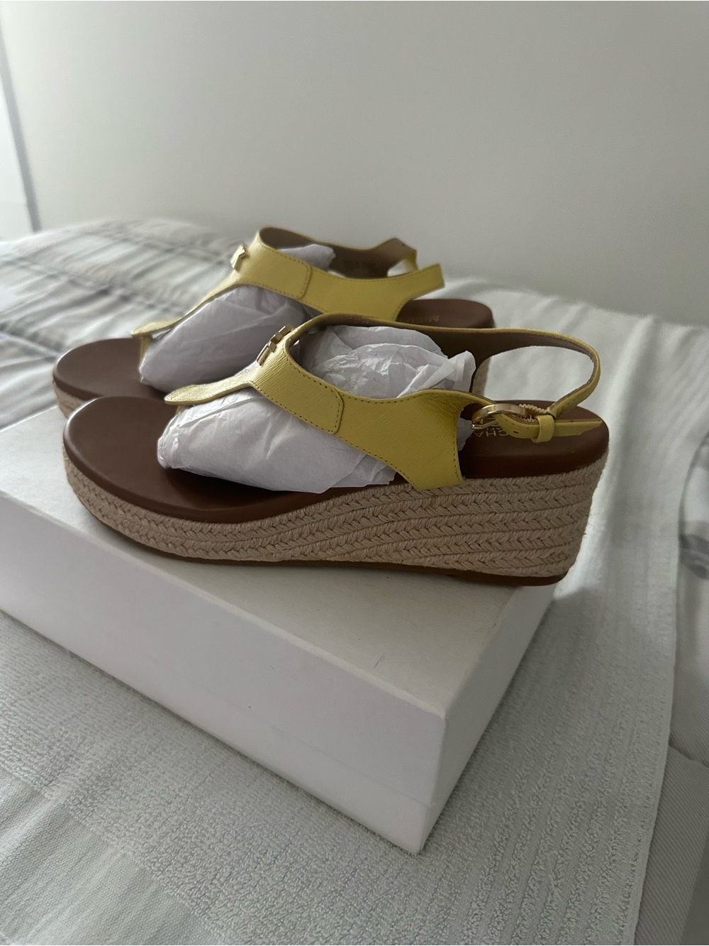 Michael Kors Yellow Espadrille Wedge Sandals